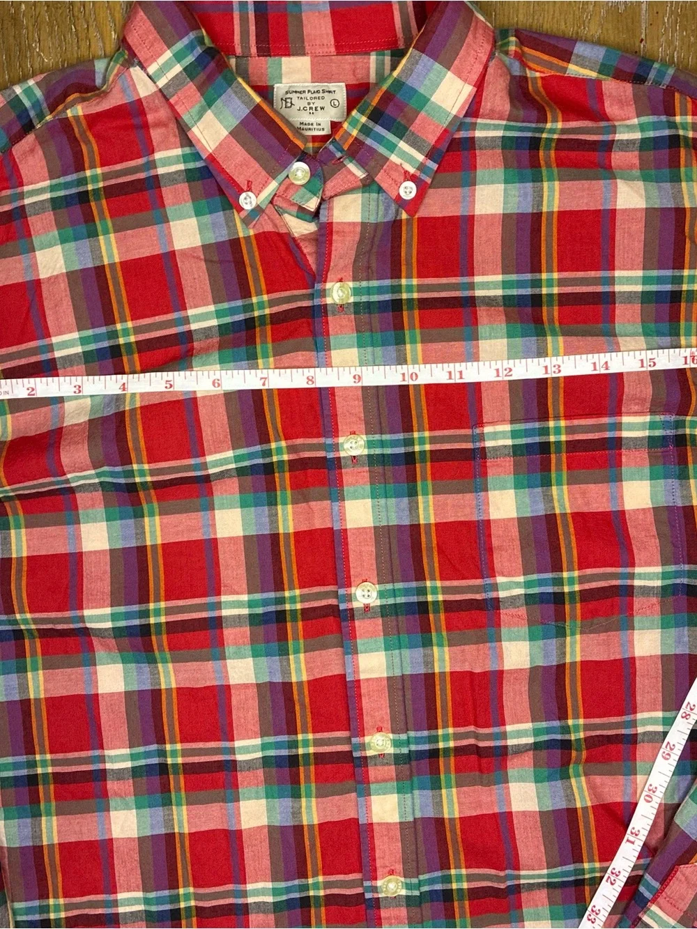 J. Crew Men's Red Plaid Button-Down Shirt
